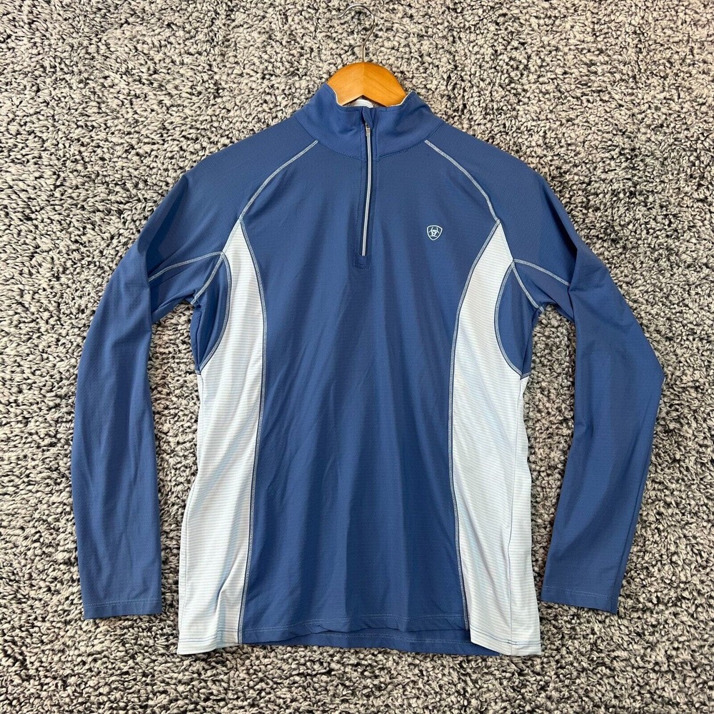 Ariat Shirt Womens Large Blue TEK Heat Series 1/4 Zip Pullover Equestrian Riding